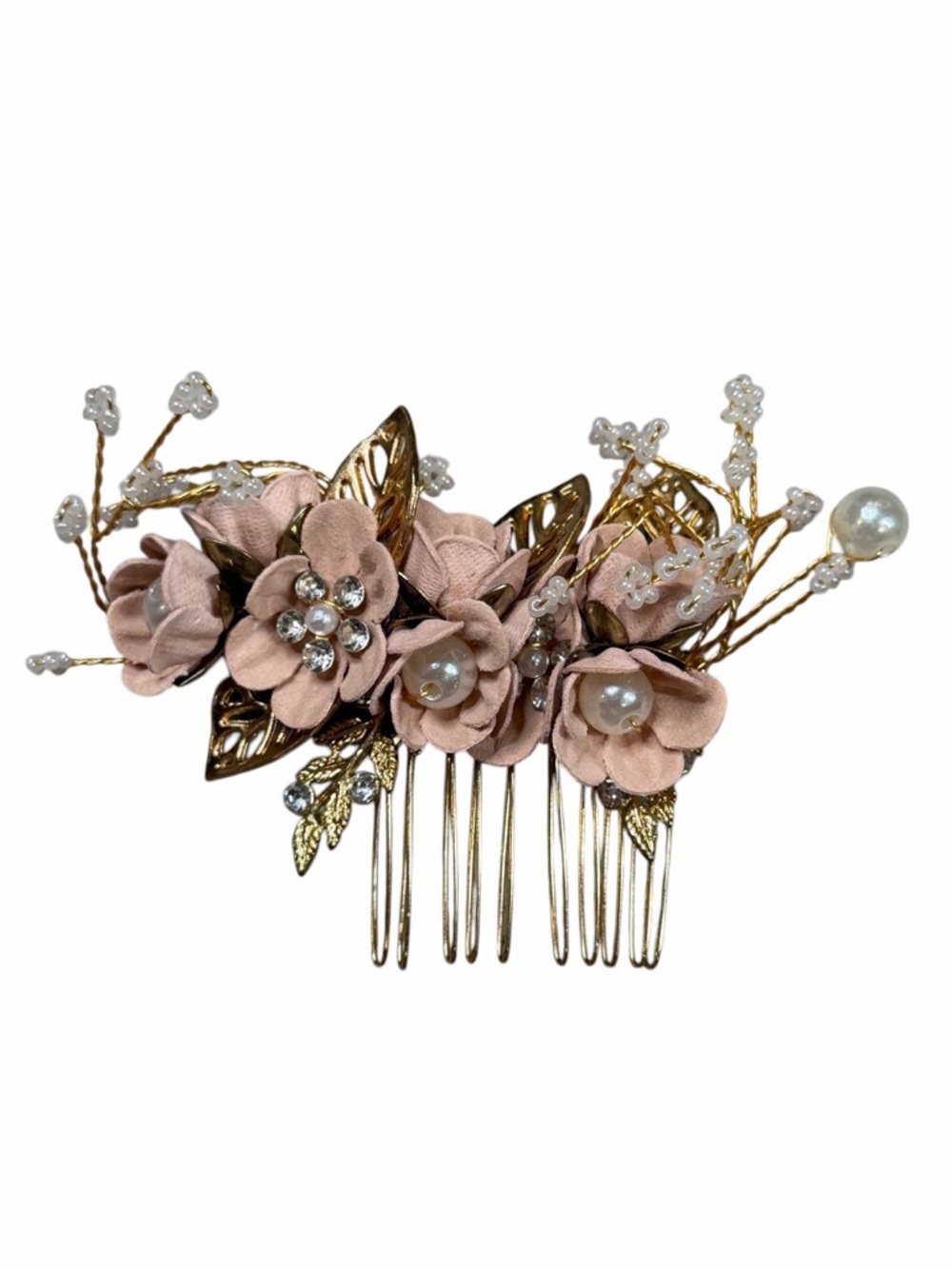 10/$25🦋 Bridal Boutique Rose Gold Crystal Pearl Cherry Blossom Hair Comb